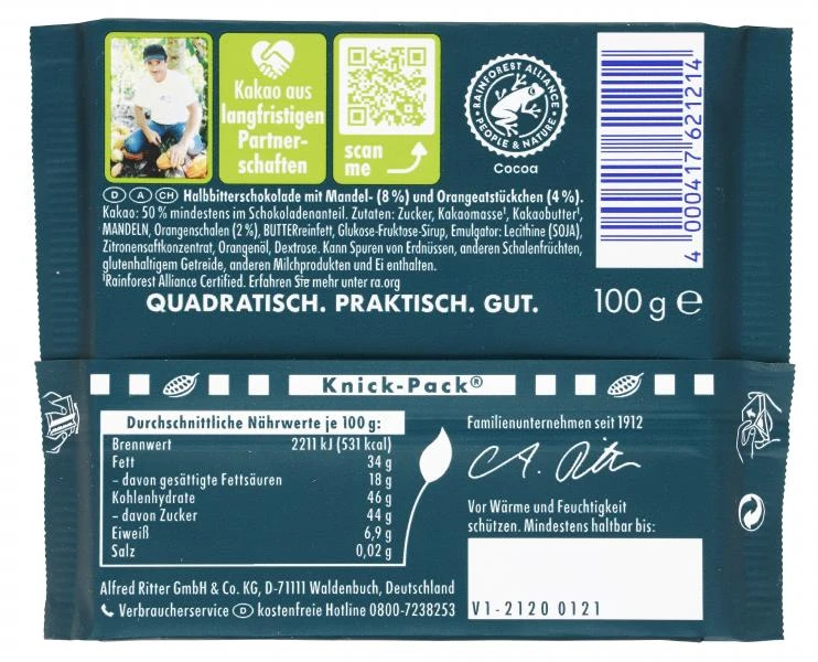 Ritter Sport Bunte Vielfalt Mandel Orange – Bild 2