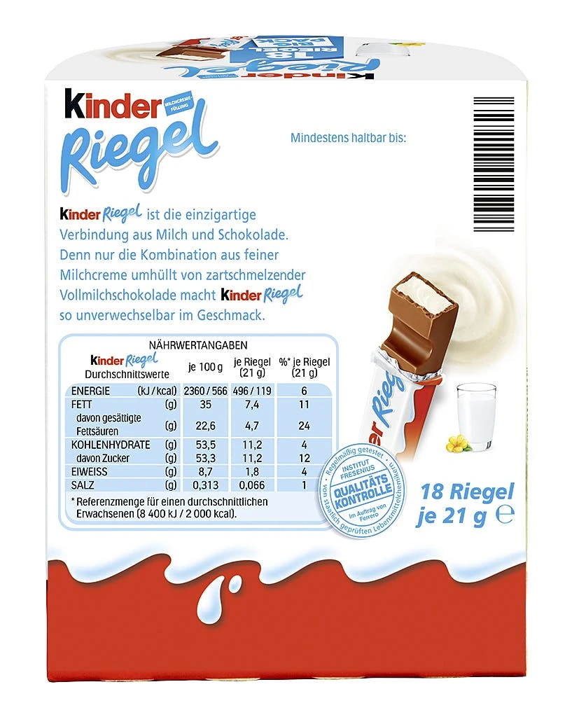 Kinder Schokoladenriegel 18 Riegel (378 G) – Bild 7