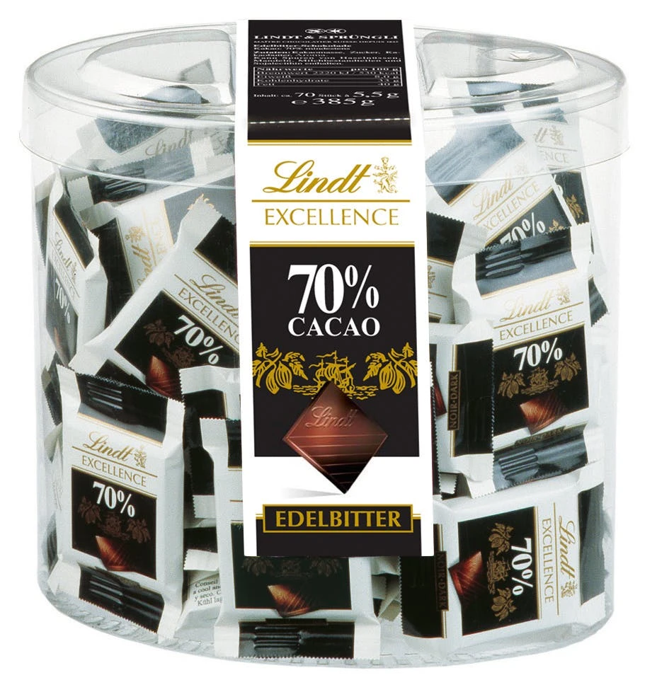 Lindt Excellence 70% Mini 70 Täfelchen X 5,5 G (385 G)